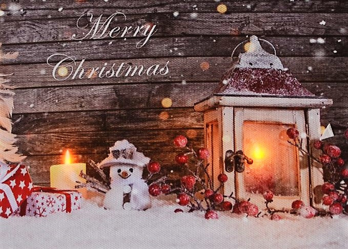 Quadro LED su tela per motivi espositivi: XMAS con scritta: Merry Christmas
2 LED