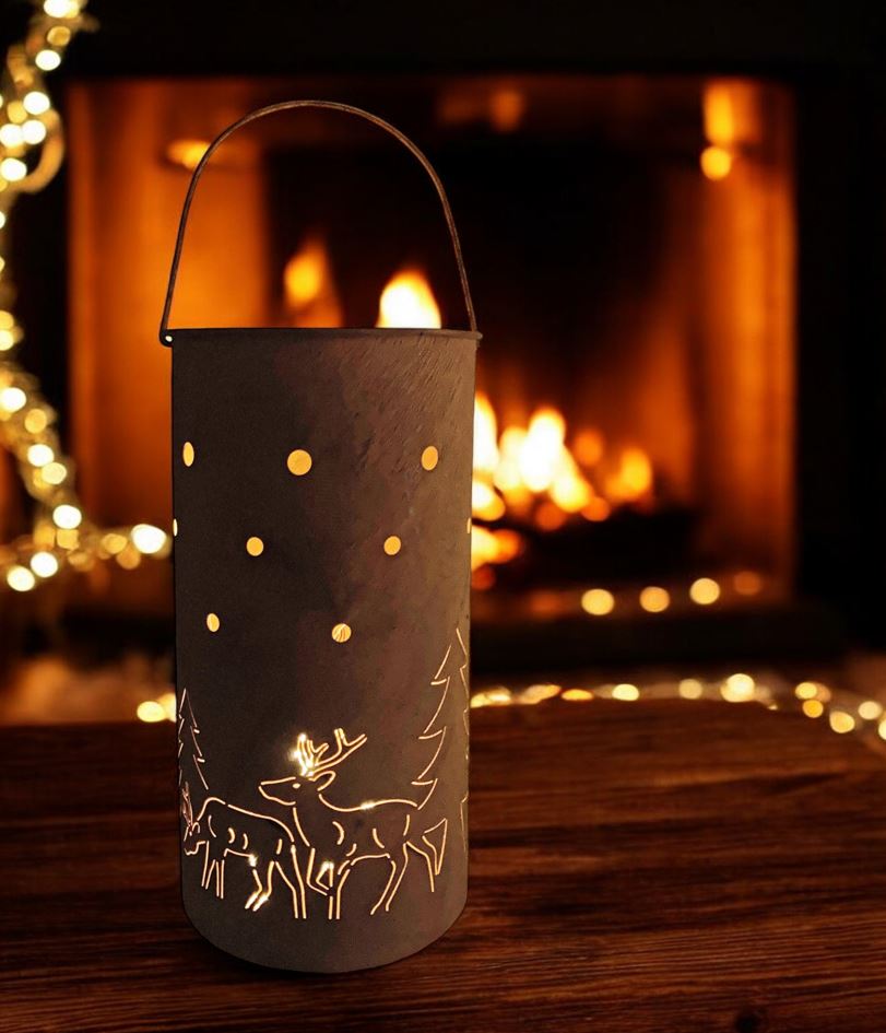 Laterne aus Metall
mit Rostfinish H36cm