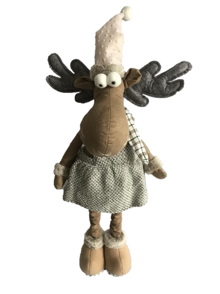 Décoration fille renne
debout avec jambes extensibles
Couleur: marron/gris
