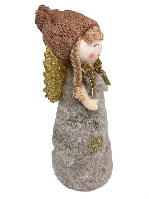 Angelo decorativo in piedi grigio
Dimensioni: 8x7x21 cm
con un cappello lavorato a maglia marrone