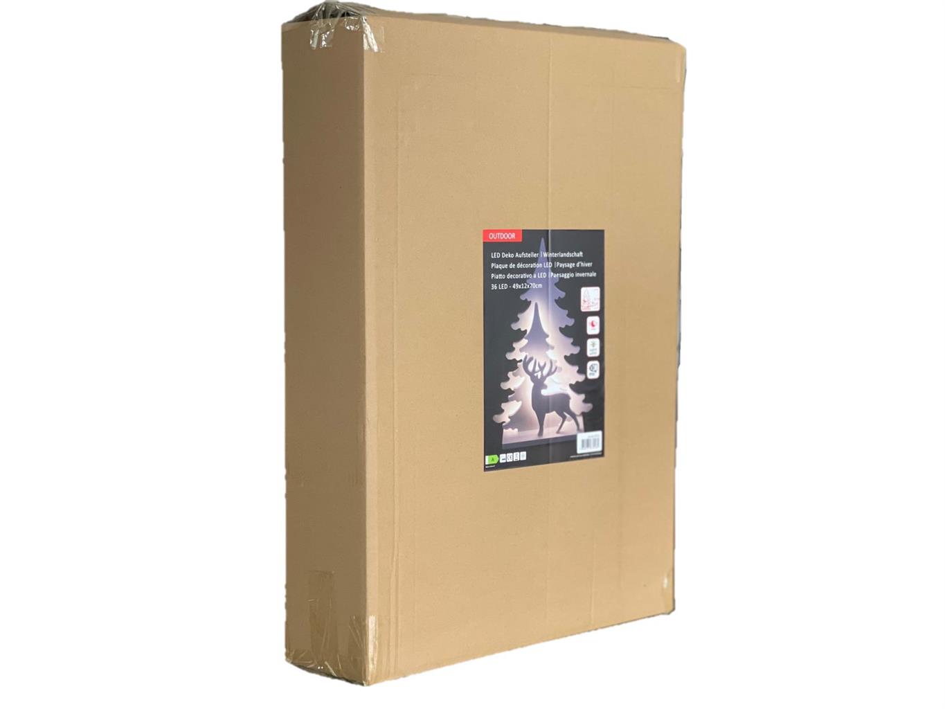 Supporto decorativo a LED con 36 LED H: 70 cm
Motivi: abete e renna
Colore bianco