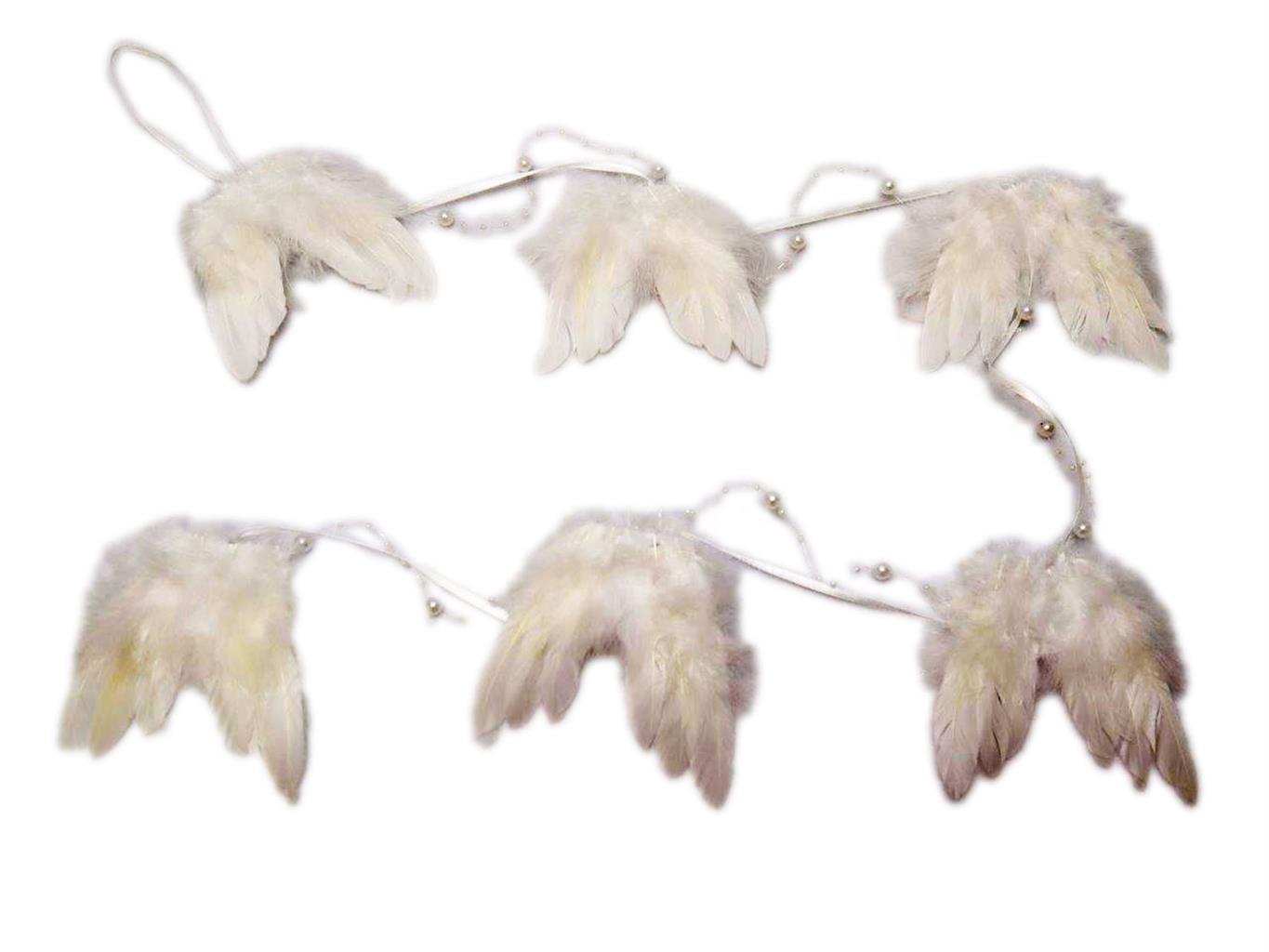 Ghirlanda di piume con
6 ali d'angelo e
Collana di perle, lunghezza 150 cm