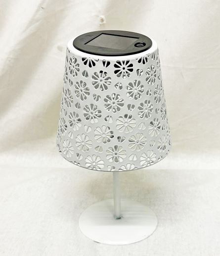 LED Solar Tischleuchte aus Metall in Weiss D13cm x H25cm