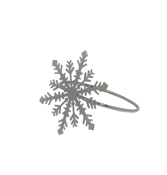 Rond de serviette lot de 4
Flocons de neige argentés
Taille 55-60 mm en acier inoxydable