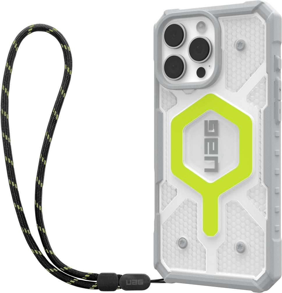 UAG Pathfinder Clear Magsafe Case + Lanyard - iPhone 16 Pro Max - active neon