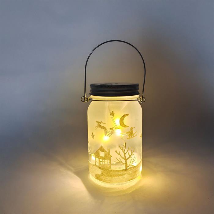 LED Windlicht mit Henkel
Schnee Design
mit Microlight 6LED
warm weisses Licht