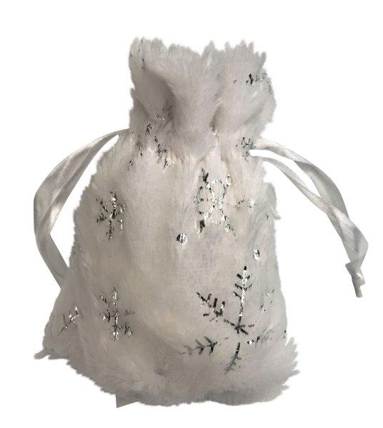 Sac cadeau en peluche avec des flocons de neige
blanc/argent - 12x16cm