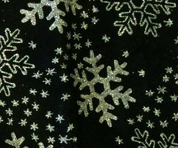 Tissu déco satiné noir + paillettes argentées
Conception: Flocons de neige
36 cm x 300 cm - roulé
