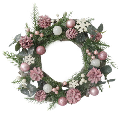 Couronne de Noël avec du rose
éléments décoratifs
Diamètre 30cm