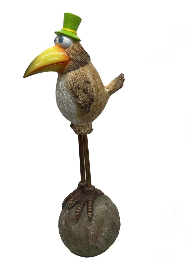 Deko Vogel auf Stein
mit grünem Zylinder
Grösse 12 x15 x40cm