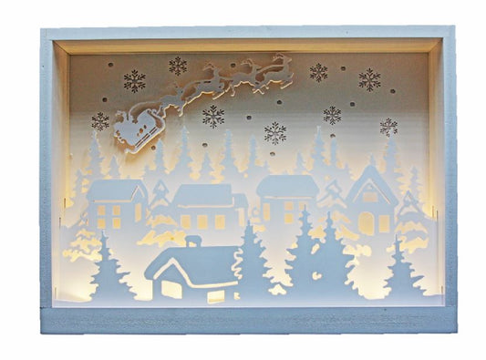 Support décoratif LED 
Village de Noël avec 33 LED
 en bois avec chaleur
 lumière blanche