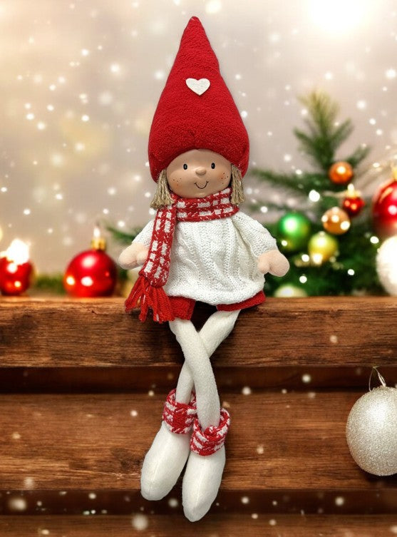 Deko Figur Junge weiss rot Kantenhocker H52cm