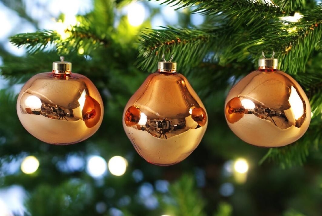 Weihnachtskugel Glas organic 3er Set apricot shiny D8-9cm