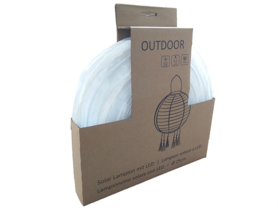LED Solar Outdoor Lampion
Weiss Rund D:25cm
Warm weisses Licht - 1 LED