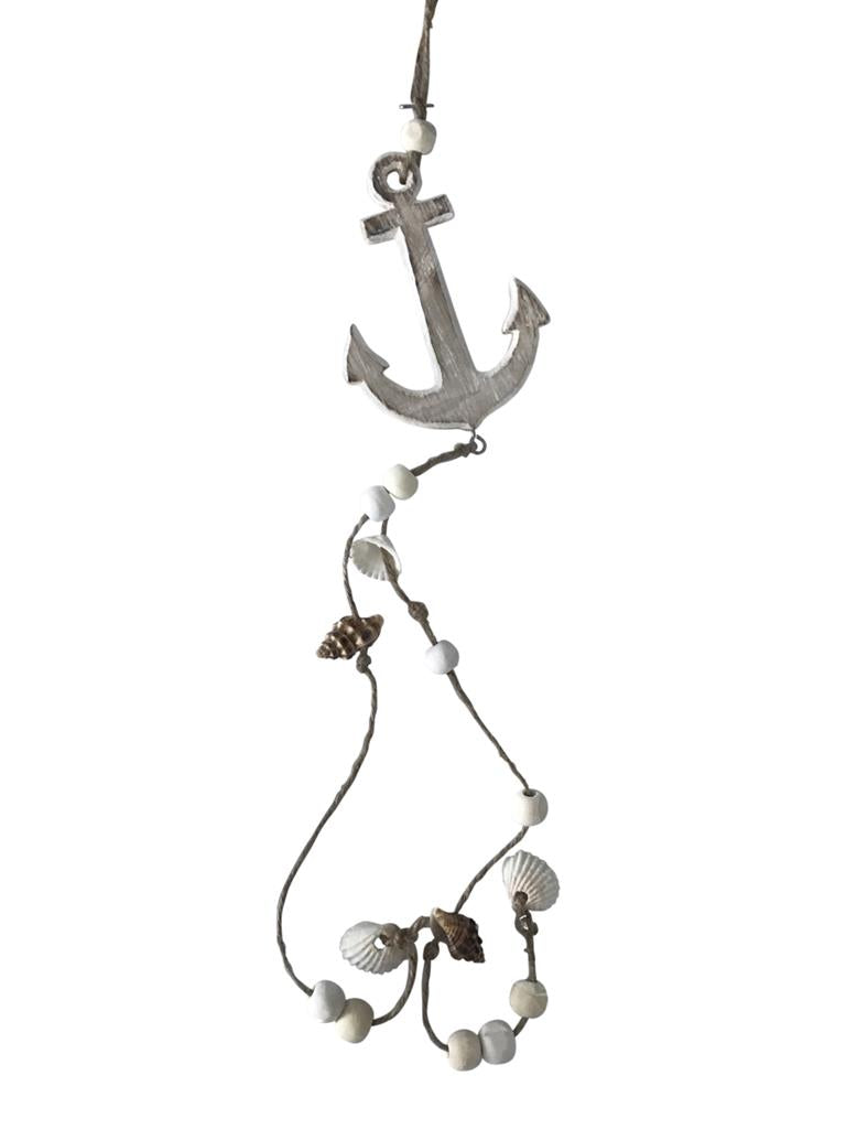 Girlande mit Anker aus Holz L:55cm
mit Muscheln und Kralen