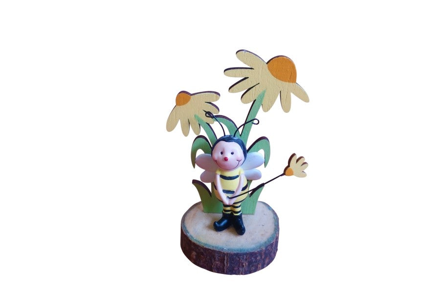 Dekosteller aus Holz
mit Biene und Blume
Farbe: Gelb
D:7cm H:14cm