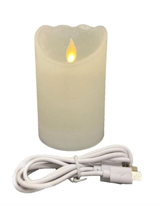 Bougie en cire LED rechargeable
 avec câble USB blanc
 P7,5cm H12,5cm