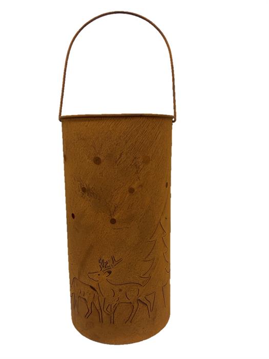 Lanterna in metallo
con finitura ruggine H36cm