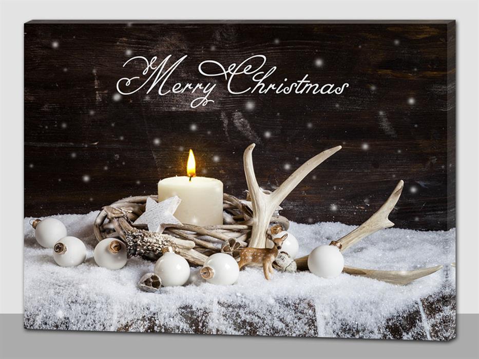 LED Bild aus Canvas Motiv: Kerze mit Hirschgeweih
1 LED