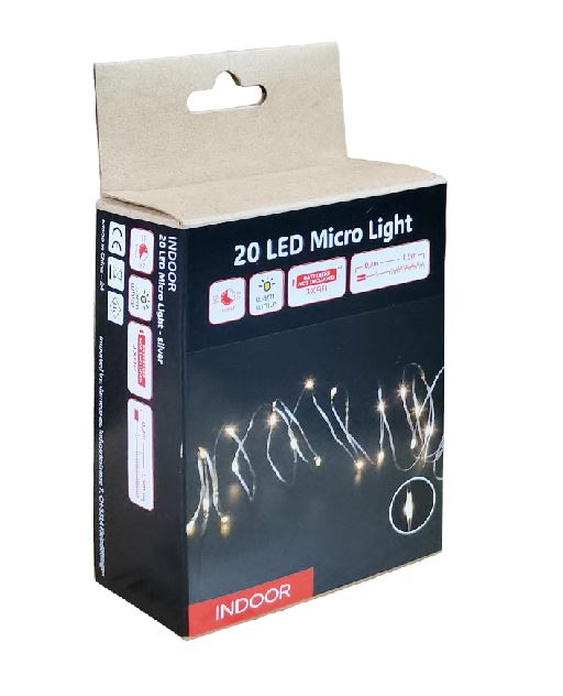 LED Micro Draht Lichterkette 20 LED
L: 190cm
silber Draht