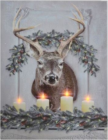 LED Bild aus Canvas 4 LED
Motiv: Hirsch
B:30cm H:40cm T:1.8cm