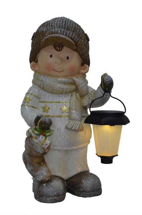 LED Figur Junge
aus Polyresin mit
Laterne in der Hand 1LED
Farbe: Weiss/Gold