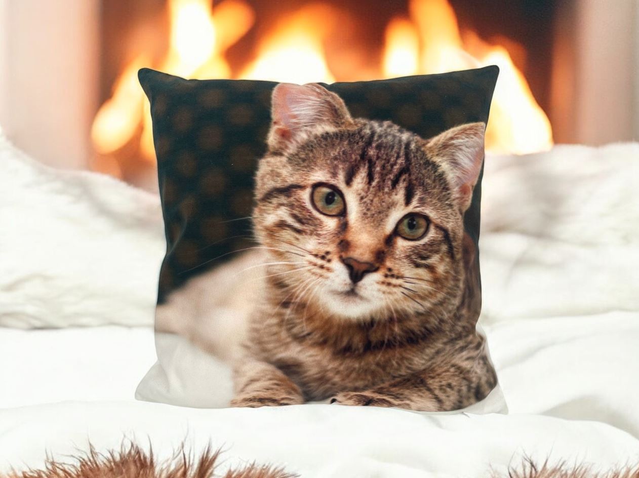 Kissen mit Katzen Motiv und Reisverschluss,
Grösse: 40cmx40cm,
Digitaldruck einseitig