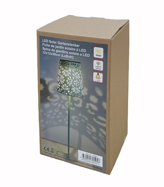 LED Solar Leuchte Gartenstecker aus Metall in Grün