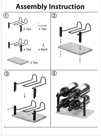 Weinregal für 4 Flaschen aus Metall und Holz in Braun
