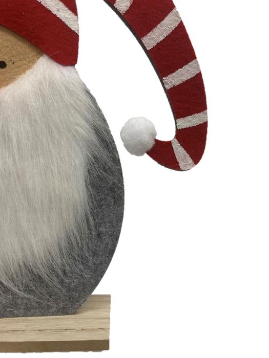 Décoration Père Noël
sur un socle en bois pour se poser
Couleur: rouge/blanc