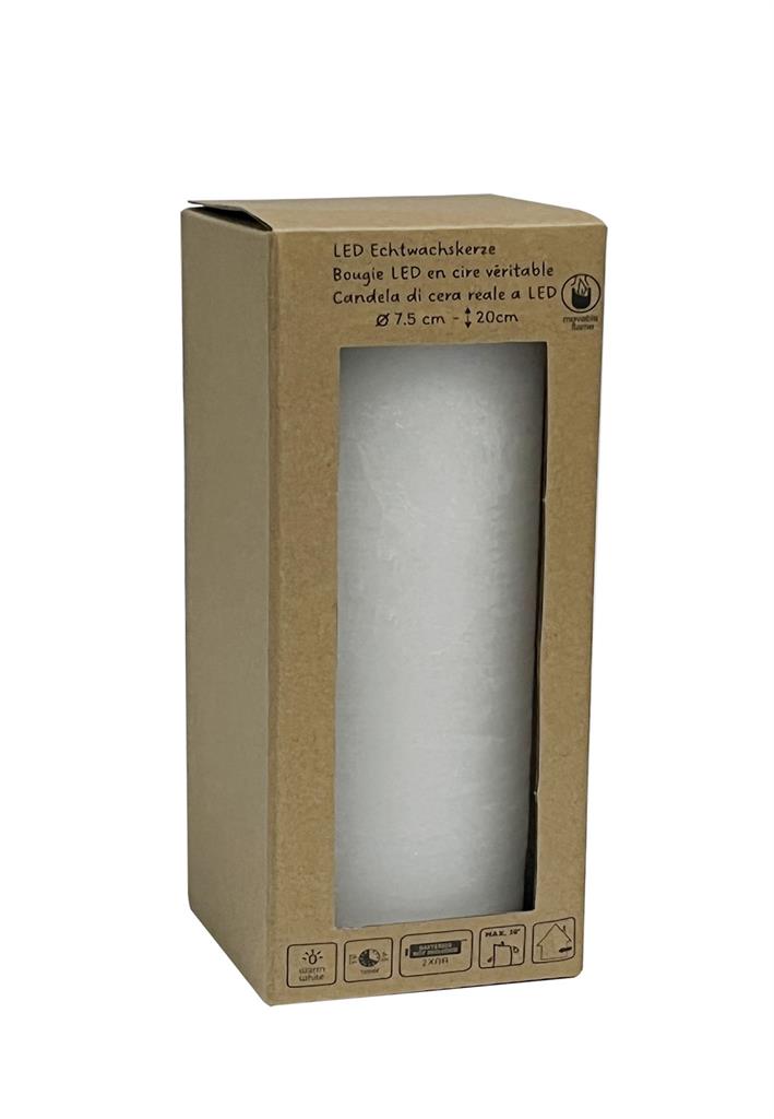 Bougie en cire LED blanche rustique avec flamme mobile