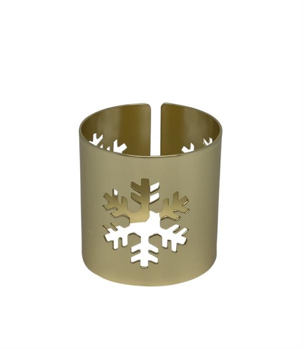 Rond de serviette lot de 4 flocons de neige
D:38mm en acier inoxydable or antique