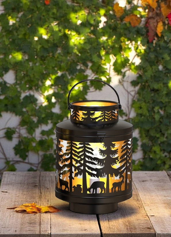 Laterne Forest 3er Set aus Metall Schwarz gold