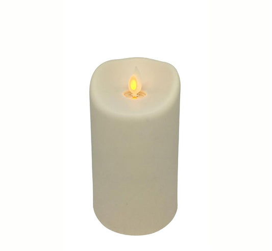 LED Kerze Outdoor Kunststoff creme mit beweglicher Flamme D: 7.5cm - H: 12.5cm