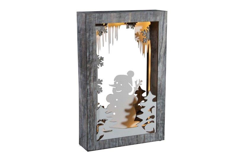 LED Diorama Bild m.Schneemann - 20 LED, H:45cm
L:29cm
Antic White m. weiss. Schneemann