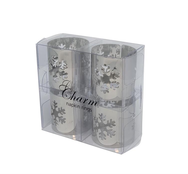 Rond de serviette lot de 4 flocons de neige
D:38mm acier inoxydable argent