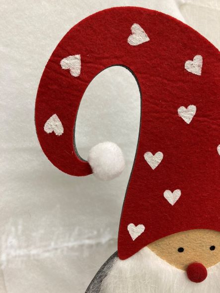 Décoration Père Noël
sur un socle en bois pour se poser
Couleur: rouge/blanc