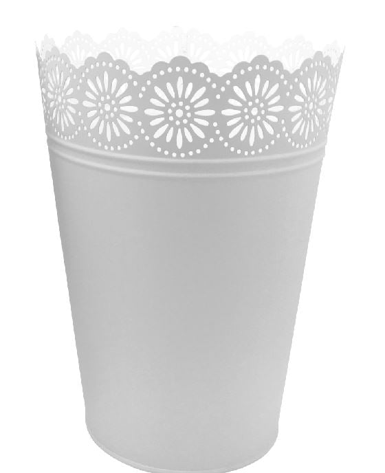 Übertopf aus Metall 2sort 17x11.5x22.5cm Farben Pastell weiss und grün