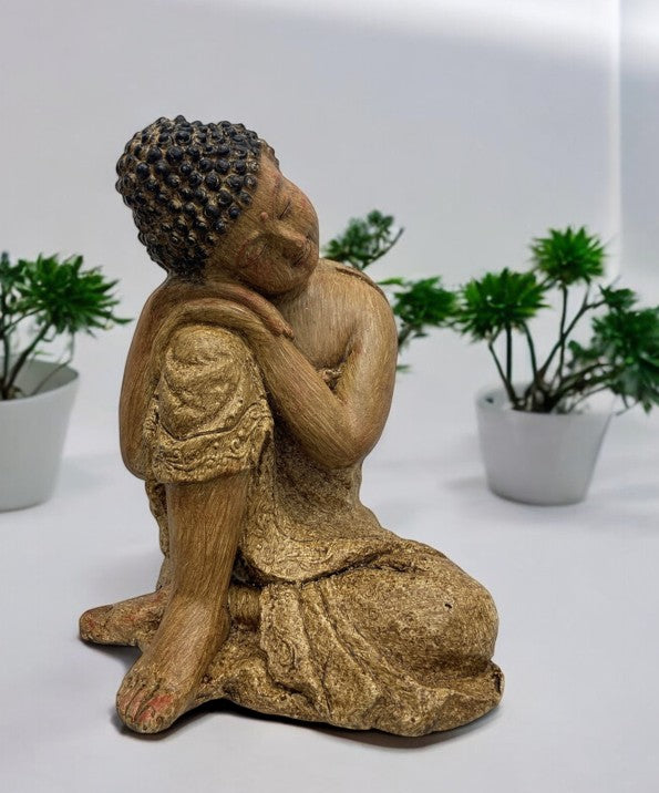 Deko Figur Buddha sitzend braun gewischt