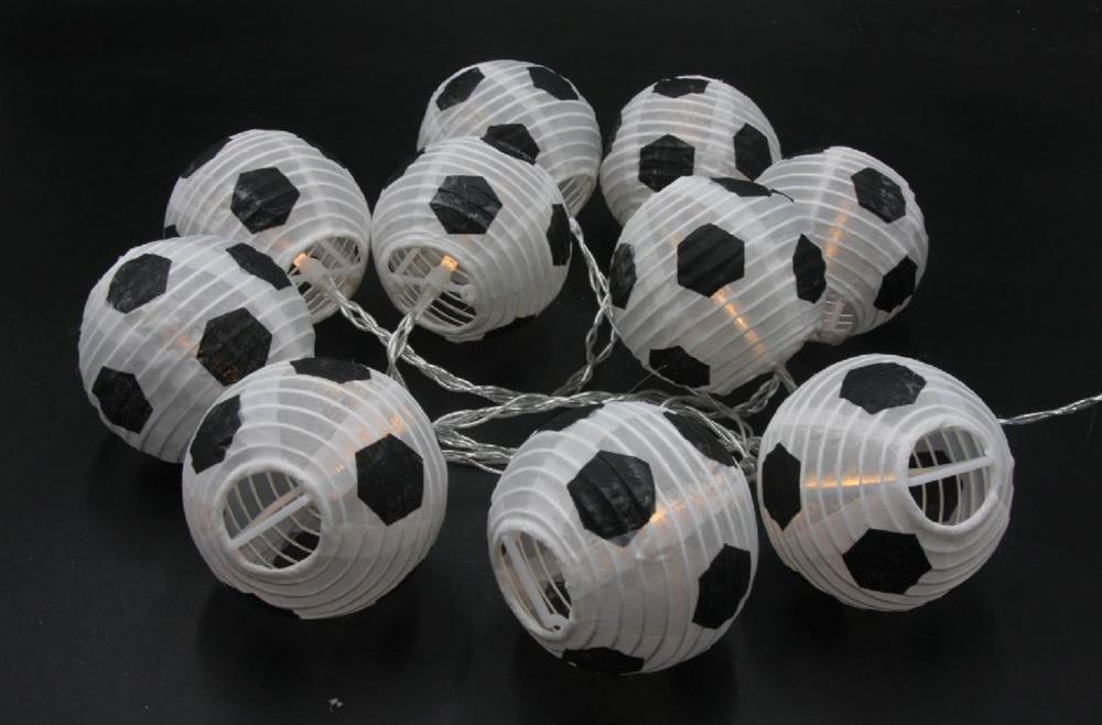 LED Lampion Kette Fussball mit 10 LED Länge 180cm Warm weisses Licht Indoor