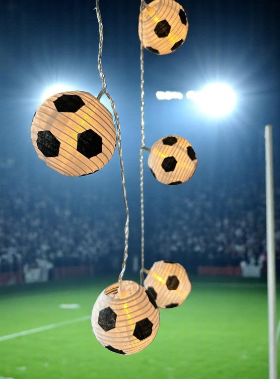 LED Solar Lampion Kette mit 10 LED Fussball, L: 180cm+ Anschlusskabel 100cm, Outdoor