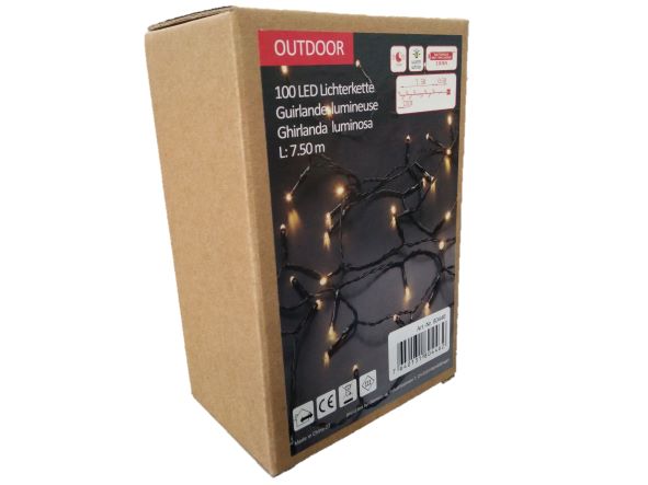 LED Outdoor Lichterkette 100 LED
warm weisses Licht
Länge 7.5m