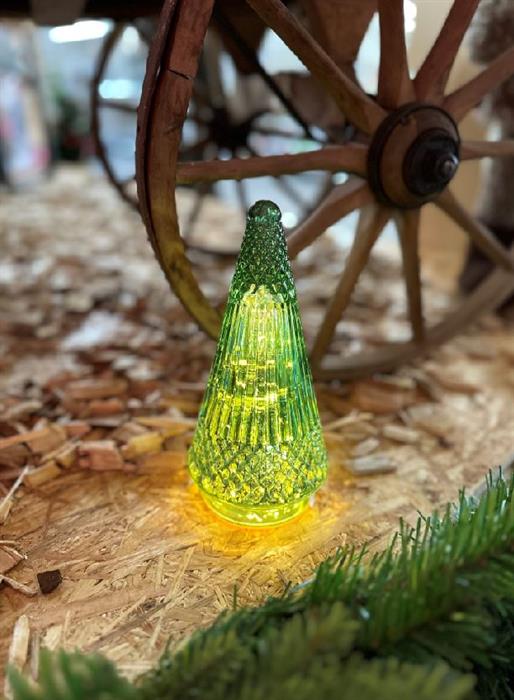 LED Tanne aus Glas grün antique mercury 10x10x20cm