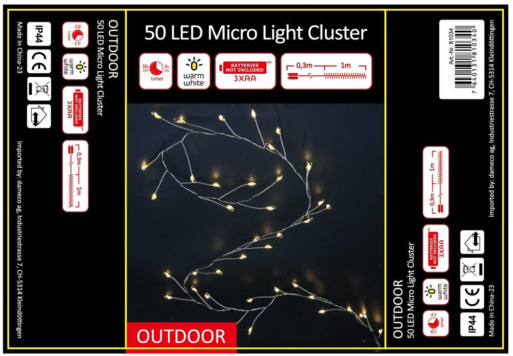 Lucine LED da esterno con micro filo
Grappolo 50 LED L:100cm
filo d'argento