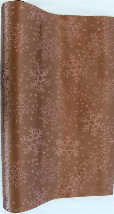 Tissu déco satin marron + paillettes marron
Conception: Flocons de neige
36 cm x 300 cm - roulé