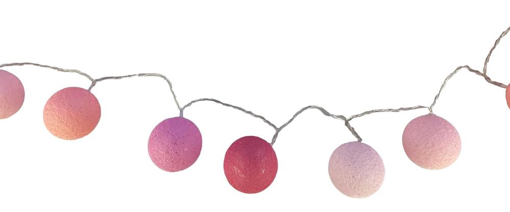 LED Lichterkette Cotton Ball "rosa" mit 10 LED
L: 135cm
D: Kugeln 6cm