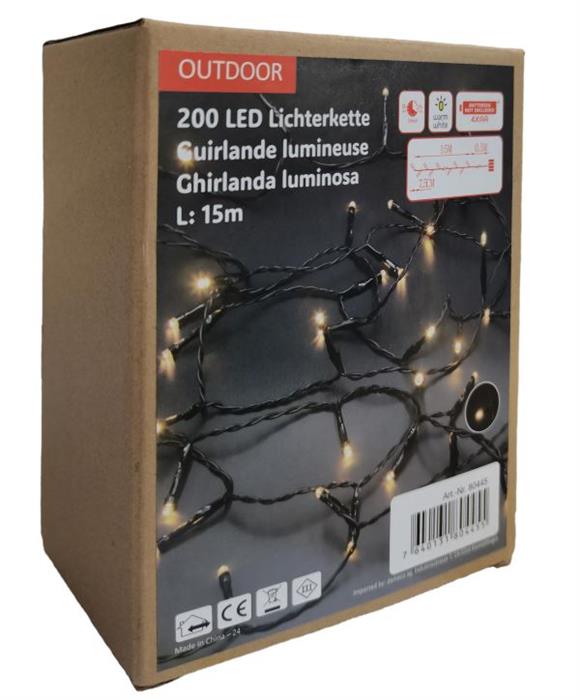 LED Outdoor Lichterkette 200 LED
warm weisses Licht
Länge 15m