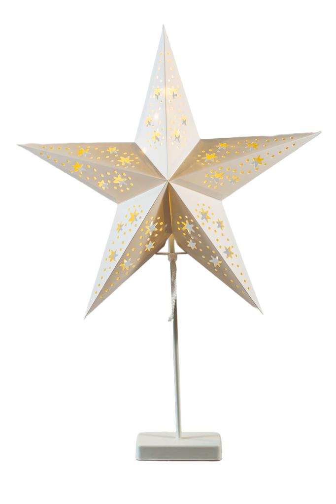 LED Papier Stern auf
Metall Ständer mit10 LED
Lichterkette
Farbe weiss