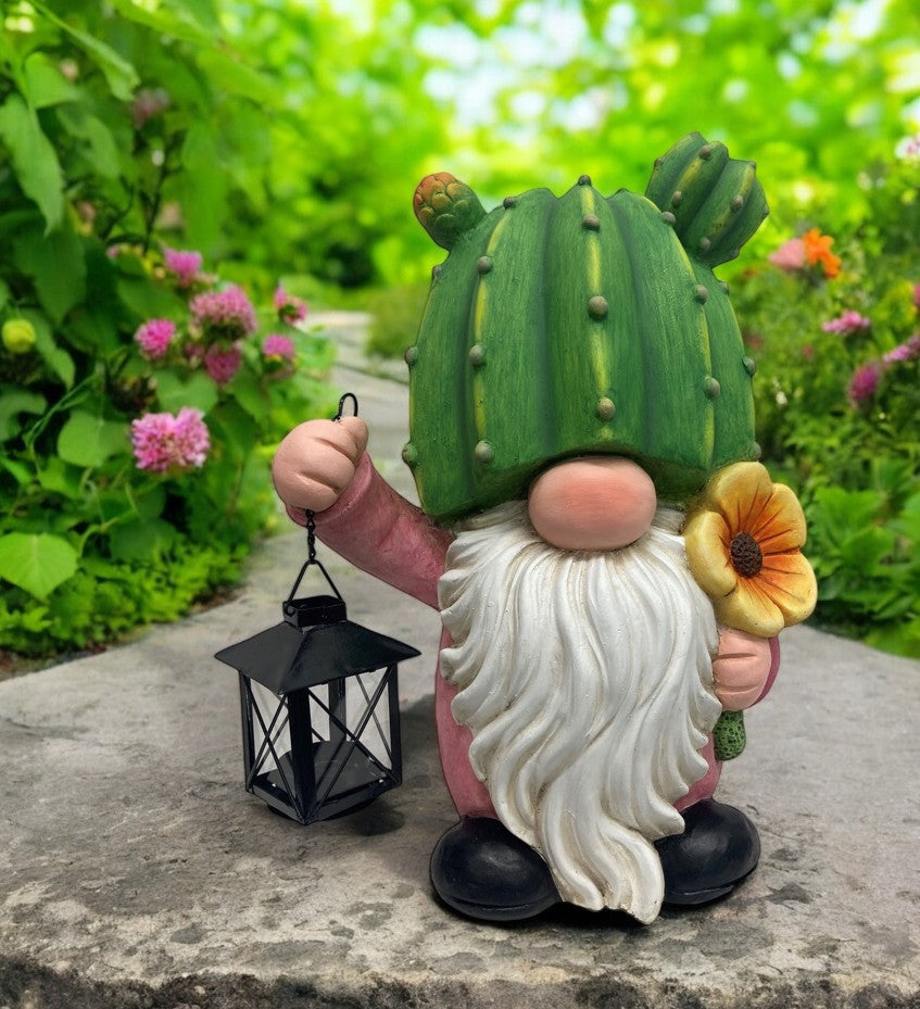 Gartenwichtel Kaktus 
mit Laterne 
21 x25 x39.5cm