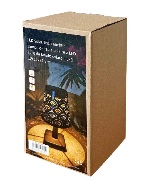 LED Solar Tischleuchte in der Farbe schwarz Grösse: 12x12x24.5cm